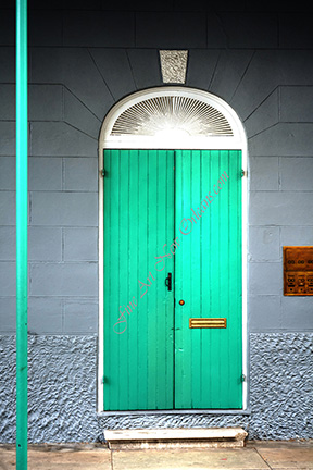 Green Arched Doorway In New Orleans